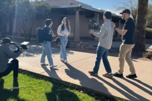 Quindrea Yazzie behind the scenes look of shooting content at MCC.
